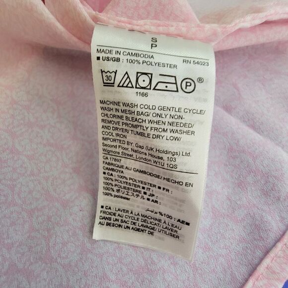 Gap Tassel Sleeveless Circle Block Print Blouse Pink Size Small - Picture 5 of 10